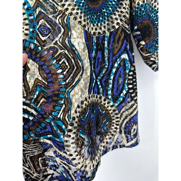 Chicos Open Front Sheer Lightweight 3/4 Sleeve Cardigan Size 1 US M - Picture 6 of 8